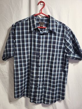 Legacy Men’s Blue Plaid Short Sleeve Button-Up Shirt, Size Large
